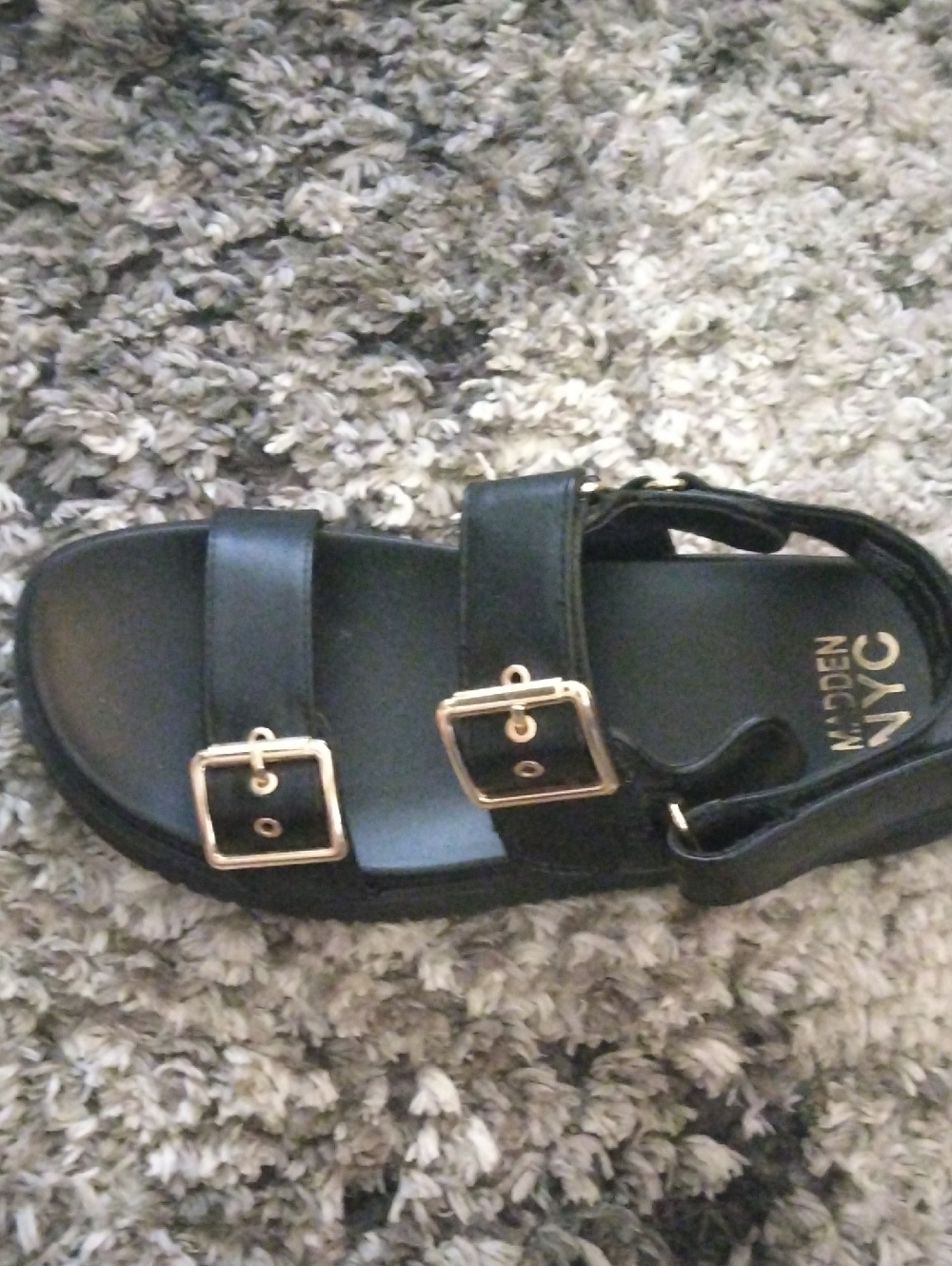 Black Sandal with Gold Buckles - Picture 2 of 4